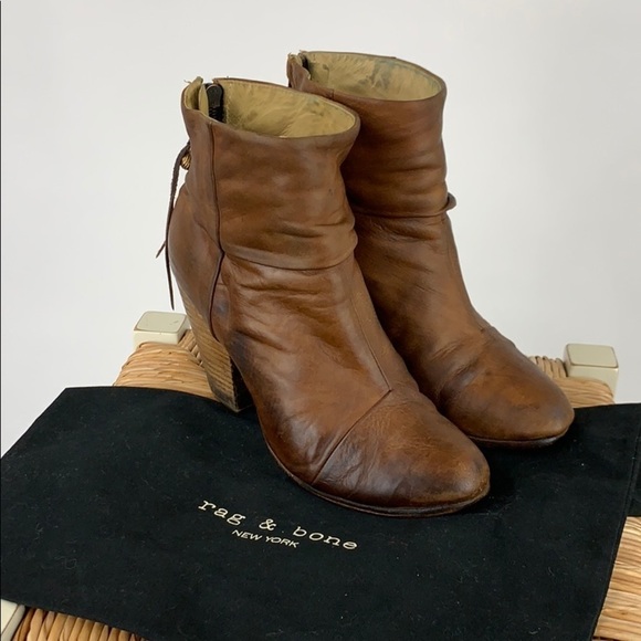 Rag & Bone Newbury Cognac Leather Ankle Booties 8 - Picture 2 of 12